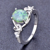Green Opal & Fine Silver-Plated Ring
