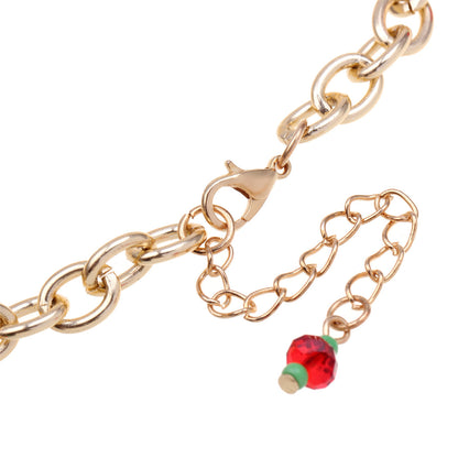 Red and Green Cubic Zirconia Santa Reindeer Cable Chain Charm Bracelet, bracelet for women, everyday style, styled look