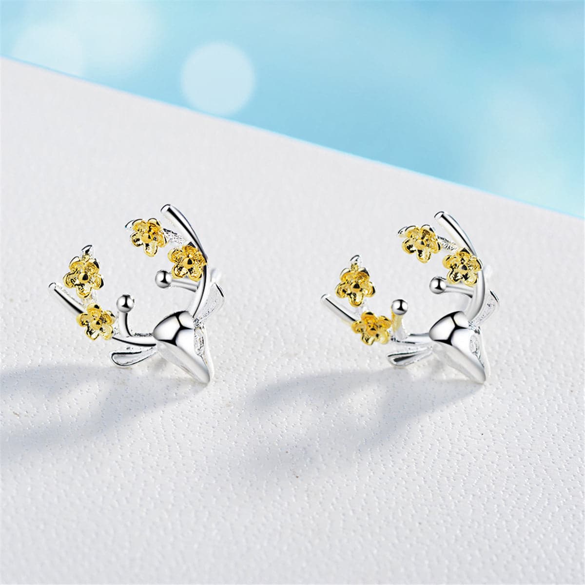 Silver-Plated & 18k Gold-Plated Deer Stud Earrings - streetregion