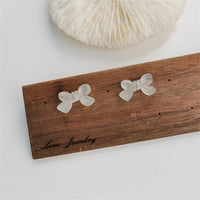 Frosted White Acrylic & Silver-Plated Bow Stud Earrings