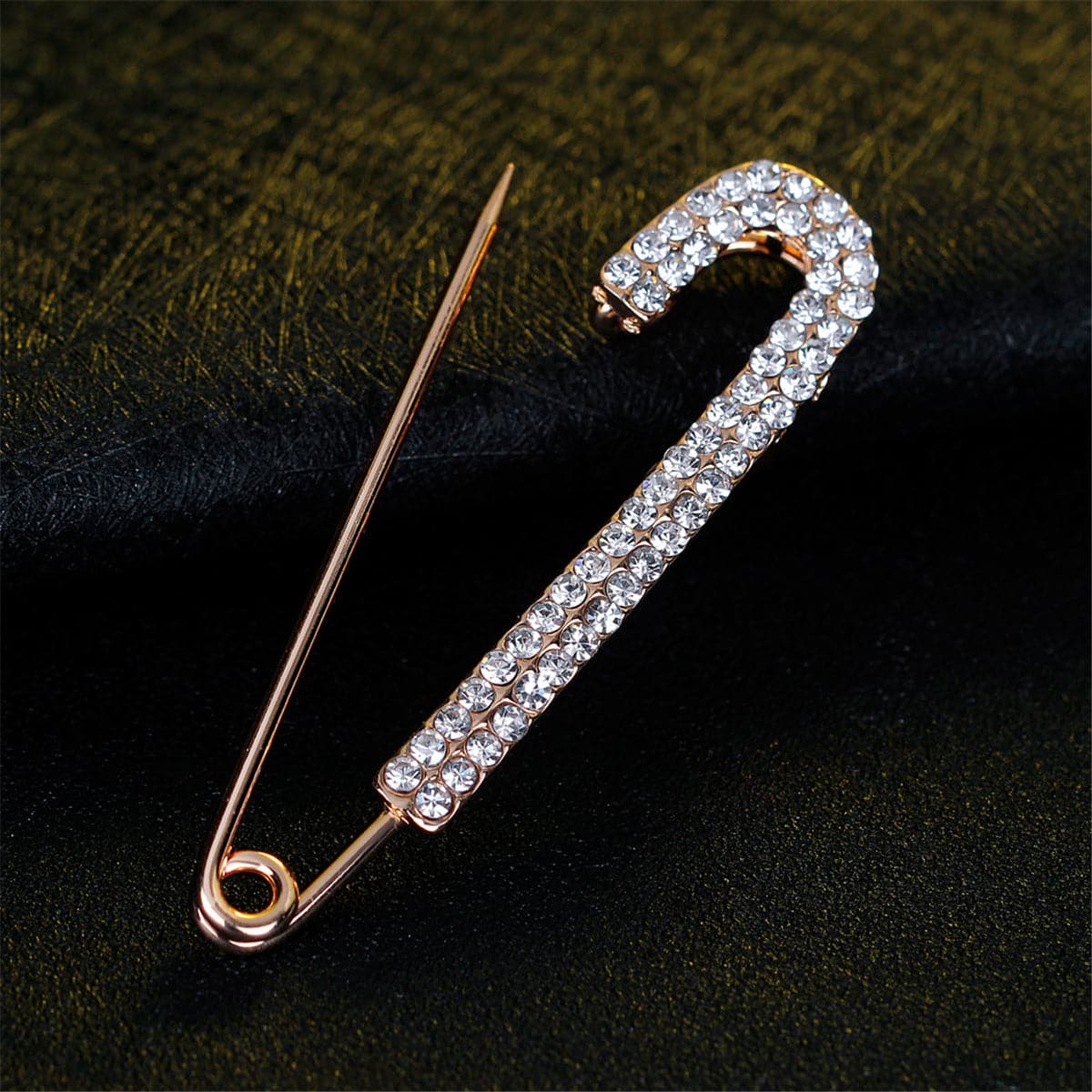 Cubic Zirconia & 18K Gold-Plated Pin Brooch