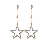 cubic zirconia & 18k Gold-Plated Hollow Star Drop Earrings - streetregion