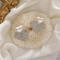 Pearl & 18k Gold-Plated Cubic Zirconia-Accent Heart Drop Earrings
