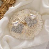 Pearl & 18k Gold-Plated Cubic Zirconia-Accent Heart Drop Earrings