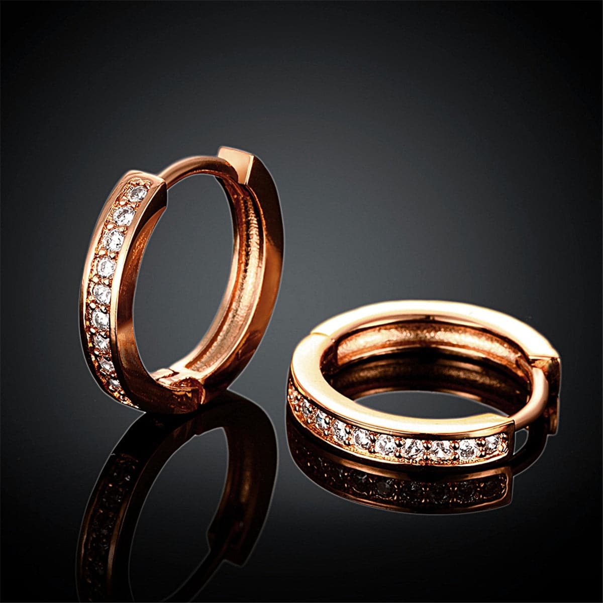 Cubic Zirconia & 18K Rose Gold-Plated Hoop Earrings