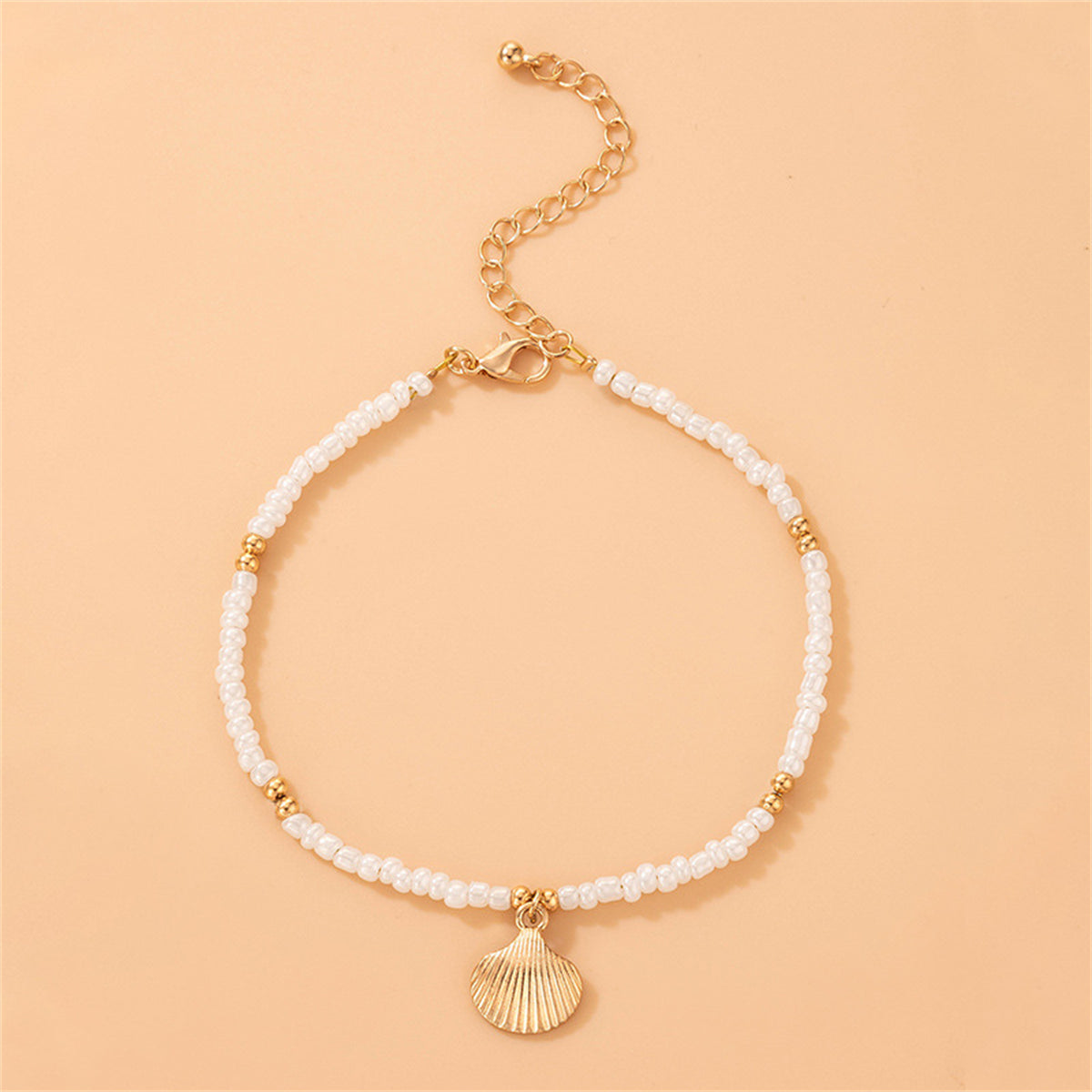 Pearl & 18K Gold-Plated Shell Charm Anklet
