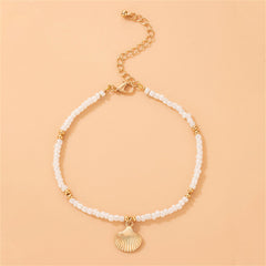 Pearl & 18K Gold-Plated Shell Charm Anklet