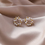 Pearl & Cubic Zirconia Botanical Wreath Stud Earrings