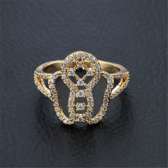 Cubic Zirconia & 18K Gold-Plated Geometric Ring