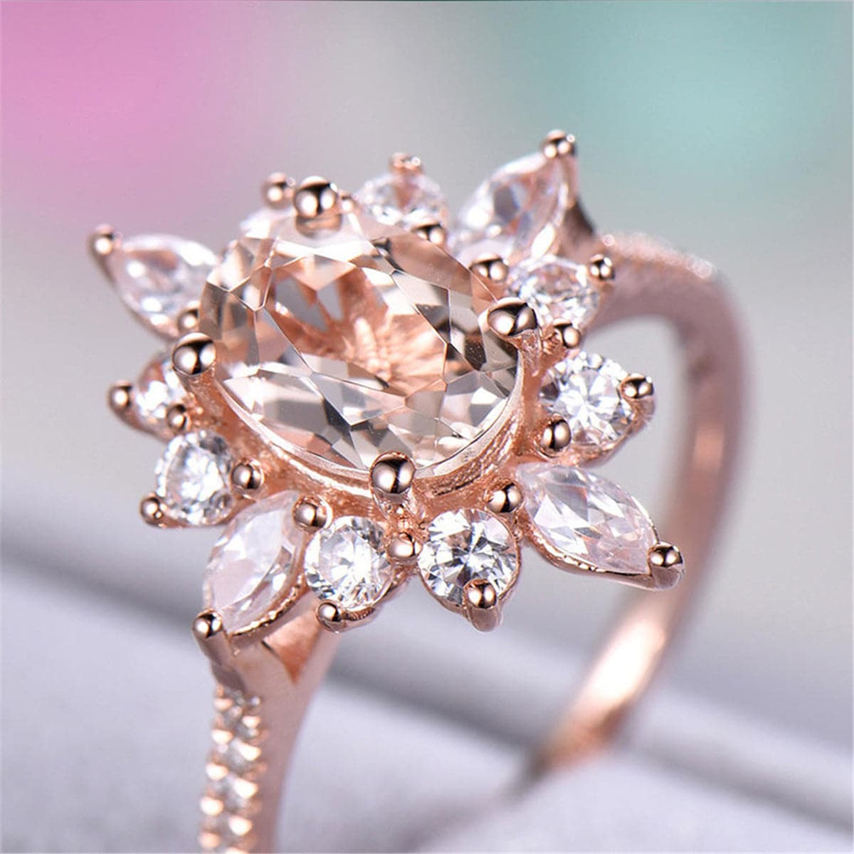 Cubic Zirconia & Crystal 18K Rose Gold-Plated Snowflake Ring