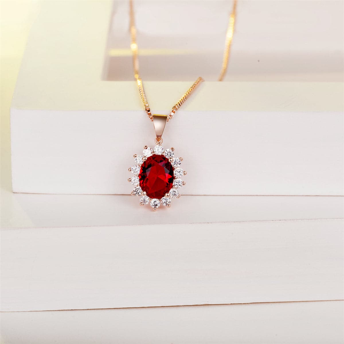 cubic zirconia & 18k Rose Gold-Plated Floral Pendant Necklace - streetregion