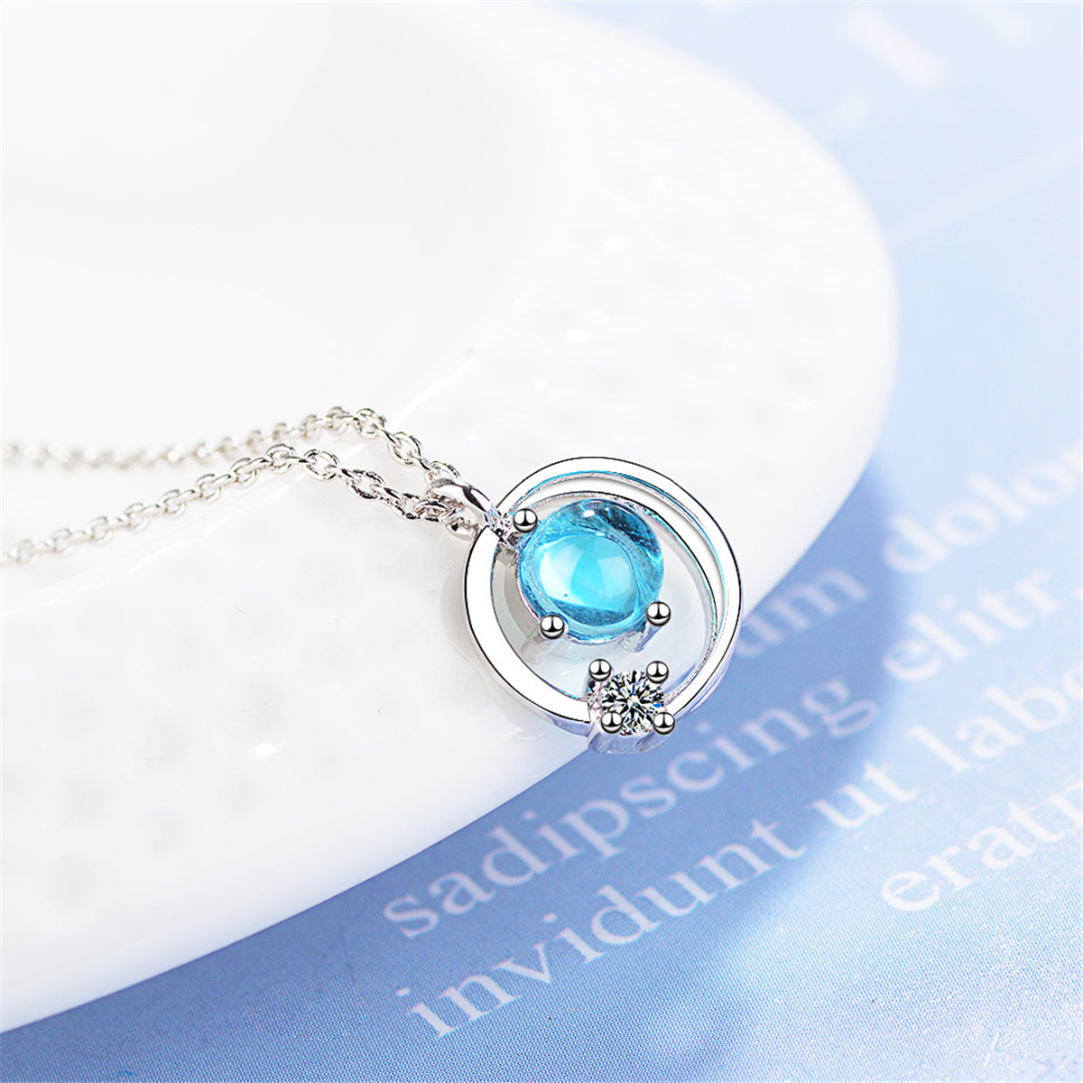 Blue & Cubic Zirconia Pendant Necklace