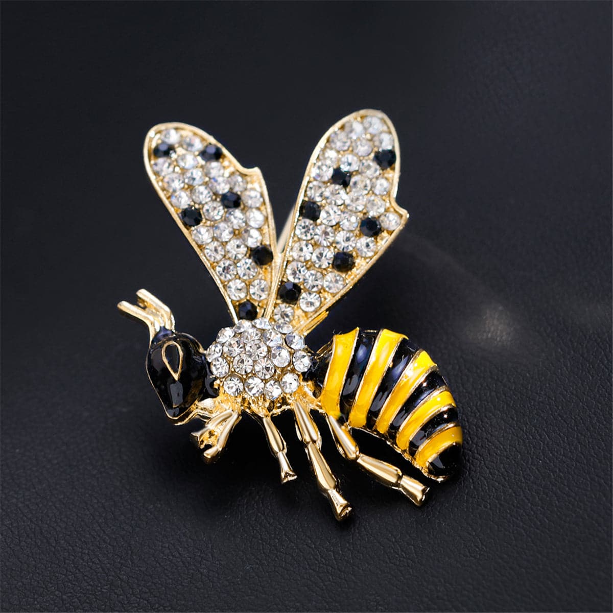 Cubic Zirconia & 18K Gold-Plated Bee Brooch