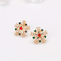 Cubic Zirconia & 18K Gold-Plated Snowflake Stud Earrings