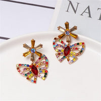 Crystal & Cubic Zirconia Butterfly Drop Earrings