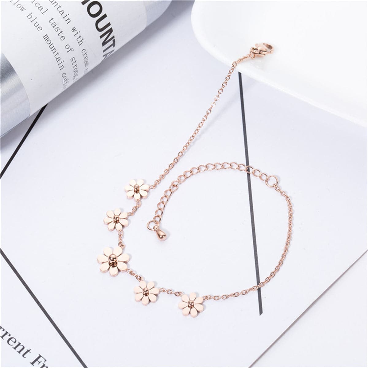 18k Rose Gold-Plated Sunflower Charm Bracelet - streetregion