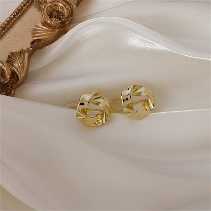 18K Gold-Plated Open-Twisted Ear Cuff, gold stud earrings for women, botanical inspired, side view