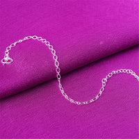 Fine Silver-Plated Open Pear Chain Anklet
