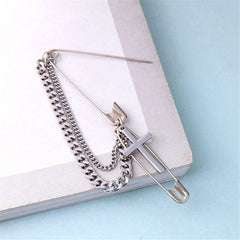 Silver-Plated Chain Link Cross Pin Brooch