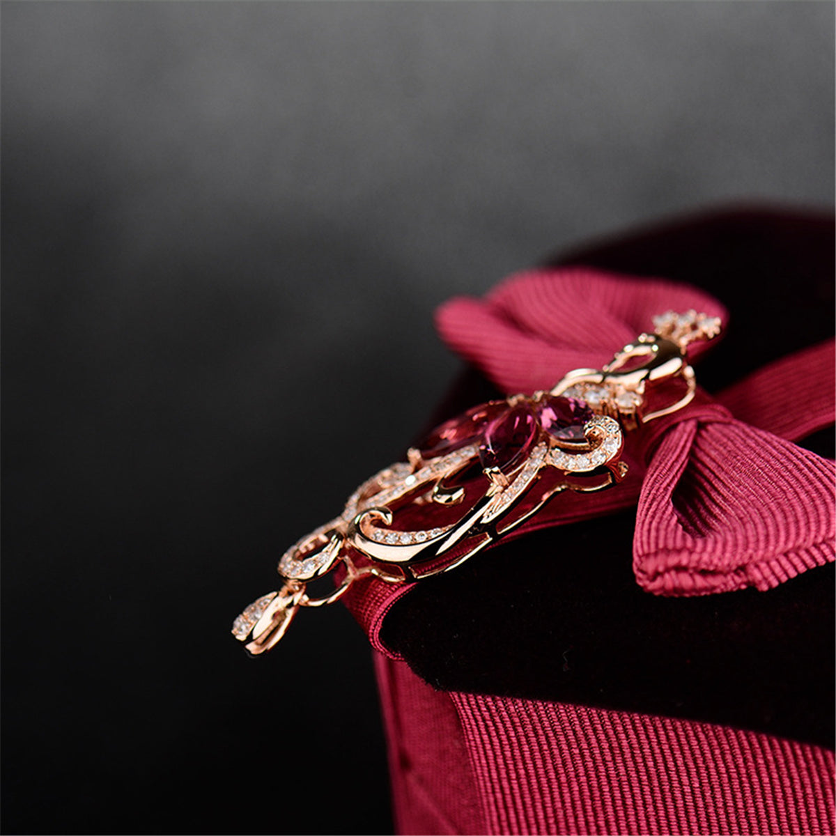 Red Crystal and Cubic Zirconia Pear-Cut Peacock Pendant Necklace, pendant necklace for women, styled look