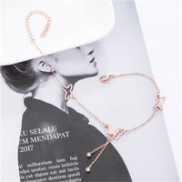 Cubic Zirconia & 18k Rose Gold-Plated Butterfly Charm Anklet