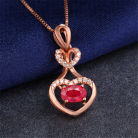 cubic zirconia & 18k Rose Gold-Plated Heart Pendant Necklace - streetregion