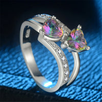 Pink Crystal Double Heart Ring