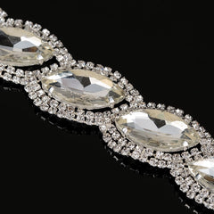 Cubic Zirconia & Silver-Plated Marquise Bracelet