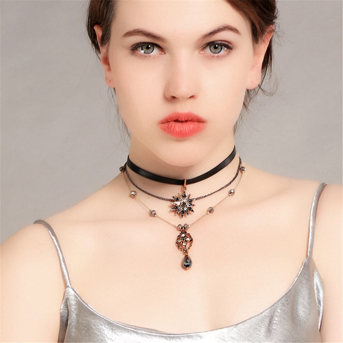 Crystal & Cubic Zirconia Sun Layered Pendant Necklace