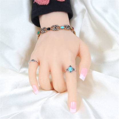 Cubic Zirconia and Resin 18K Gold-Plated Multicolor Oval Station Bracelet, gold bracelet for women, styled look