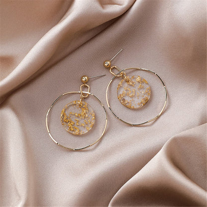 18K Rose Gold-Plated Geometric Drop Earrings, rose gold drop earrings for women, botanical inspired, side view