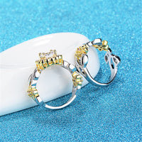 Cubic Zirconia & Two-Tone Flower Band Ring Set
