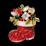Cubic Zirconia & 18k Gold-Plated Stocking Brooch