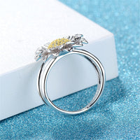 Cubic Zirconia & Two-Tone Sunflower Ring