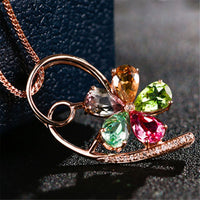 Crystal & cubic zirconia Clover Pendant Necklace - streetregion