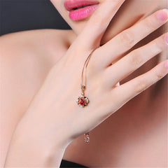 cubic zirconia & 18k Rose Gold-Plated Floral Open Pendant Necklace - streetregion
