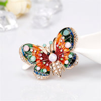 18k Gold-Plated cubic zirconia Butterfly Brooch - streetregion