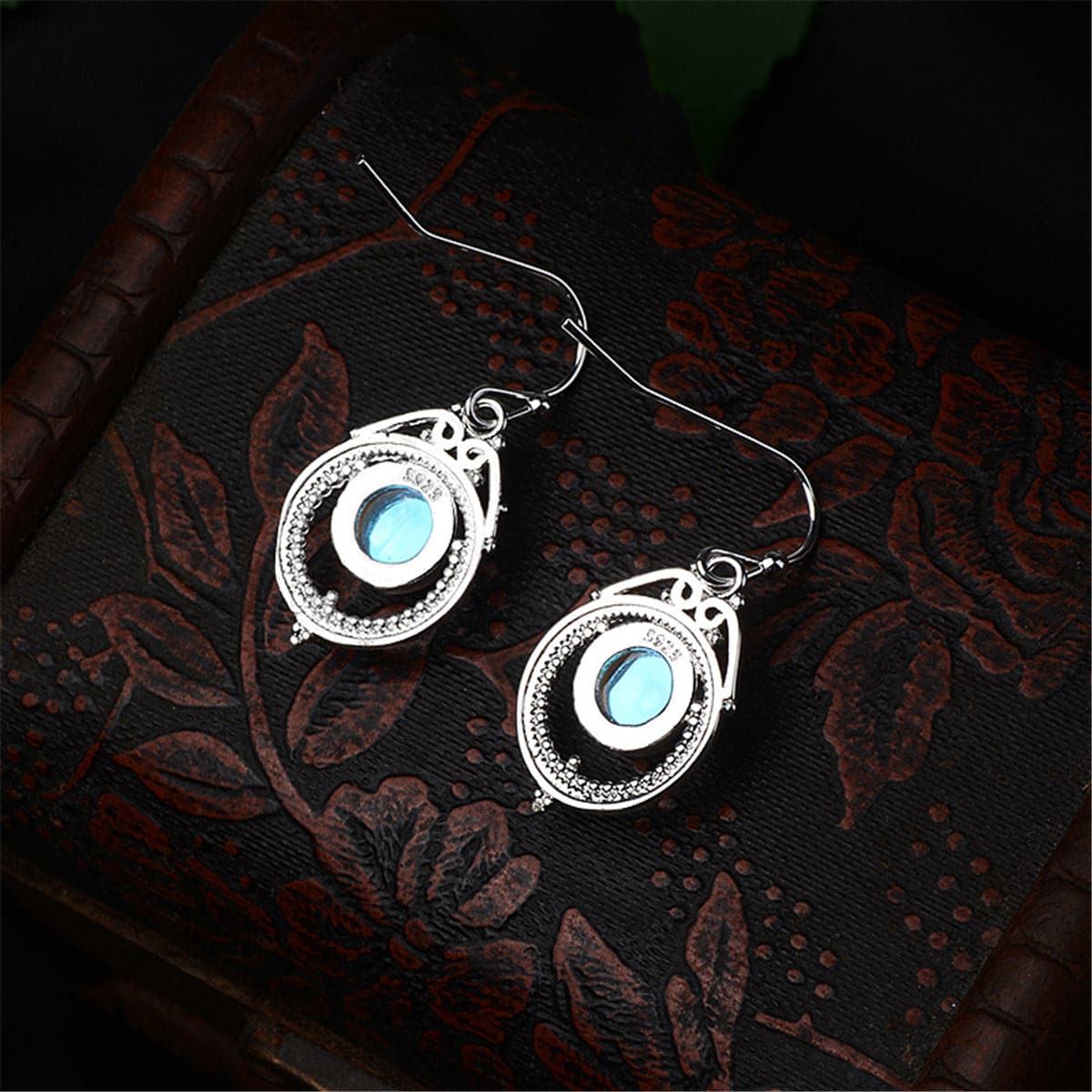 Opal & Silver-Plated Bezel Milgrain Drop Earrings - streetregion