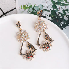 Black Cubic Zirconia Spider & Web Drop Earrings