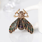Black Cubic Zirconia & Goldtone Insect Brooch