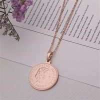 18k Rose Gold-Plated Swiss Franc Pendant Necklace - streetregion