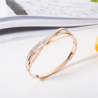 cubic zirconia & 18k Rose Gold-Plated Triple-Cross Bangle - streetregion
