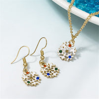 Cubic Zirconia & 18K Gold-Plated Snowflake Necklace & Drop Earrings