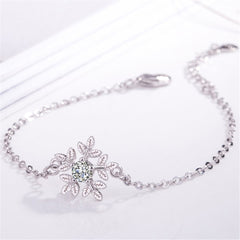 Cubic Zirconia & Silver-Plated Snowflake Charm Bracelet