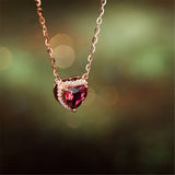 Red Crystal & Cubic Zirconia Heart Pendant Necklace