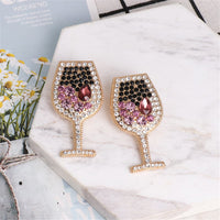 Purple Crystal & Cubic Zirconia Wine Cup Stud Earrings
