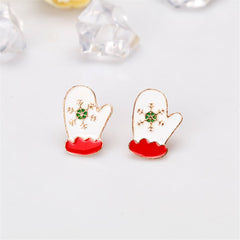 Red Enamel & 18K Gold-Plated Mittens Stud Earrings