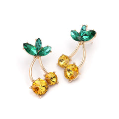 Yellow & Green Cherry Drop Earrings