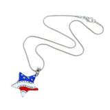cubic zirconia & Silver-Plated Flag Star Pendant Necklace - streetregion