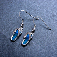 Blue Opal & cubic zirconia Flip-Flop Drop Earrings - streetregion